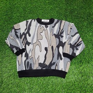 Vintage 70s Camo Sweater Womens Small 21x21 USA